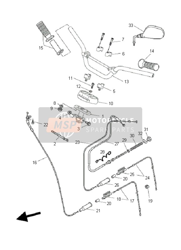 Yamaha EW50N SLIDER 2010 Stuurhandvat & Kabel voor een 2010 Yamaha EW50N SLIDER